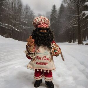 North Pole Trading Company African American Santa Mrs Claus Bakery Christmas